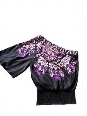 Y2K Rampage purple one sleeve flowy top